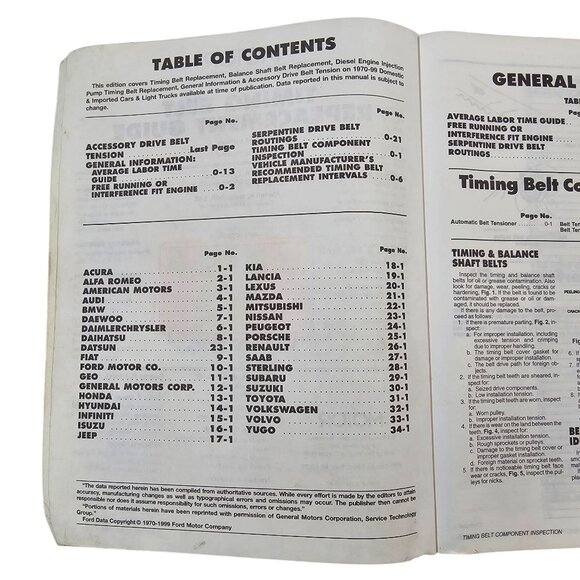 Motor Timing Belt Replacement Guide 1970-99 Domestic Imported Cars Light Trucks - Picture 6 of 14